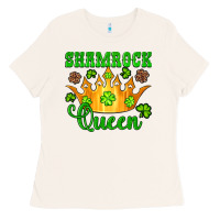 Shamrock Queen Crown Leopard Glitter Ladies Tee | Teevron
