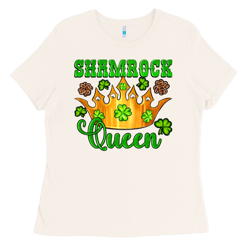 Shamrock Queen Crown Leopard Glitter Ladies Tee by Artiststas | Teevron