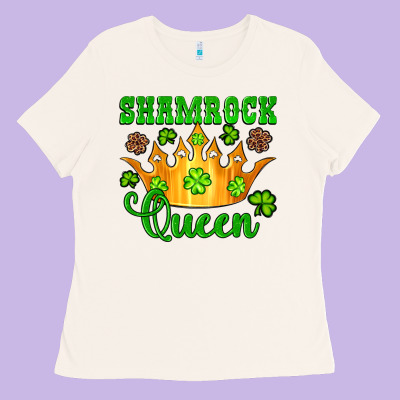 Shamrock Queen Crown Leopard Glitter Ladies Tee Designed By Artiststas