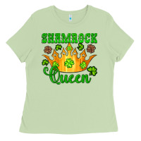 Matcha shamrock queen crown leopard glitter Ladies Tee - Artiststas