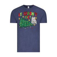 Vintage Denim it wasn't me! christmas cat Vintage Tee - MaliasSmallBusiness