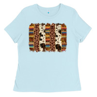 Baby Blue serape sunflower cowhide leopard brushstroke Ladies Tee - AdoDesignShop