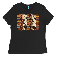 Black serape sunflower cowhide leopard brushstroke Ladies Tee - AdoDesignShop
