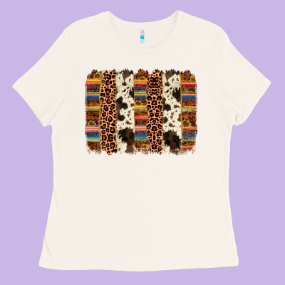 Serape Sunflower Cowhide Leopard Brushstroke Ladies Tee Designed By Adodesignshop