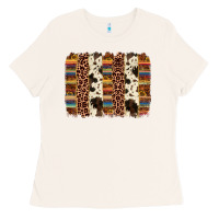 Bone serape sunflower cowhide leopard brushstroke Ladies Tee - AdoDesignShop