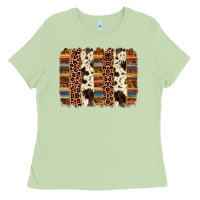 Matcha serape sunflower cowhide leopard brushstroke Ladies Tee - AdoDesignShop