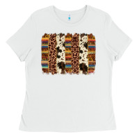 White serape sunflower cowhide leopard brushstroke Ladies Tee - AdoDesignShop