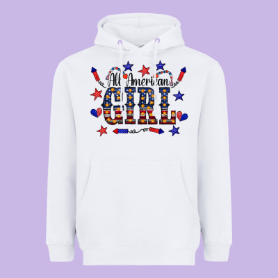 All American Girl Heavyweight Hoodie Designed By Cowcowdesign