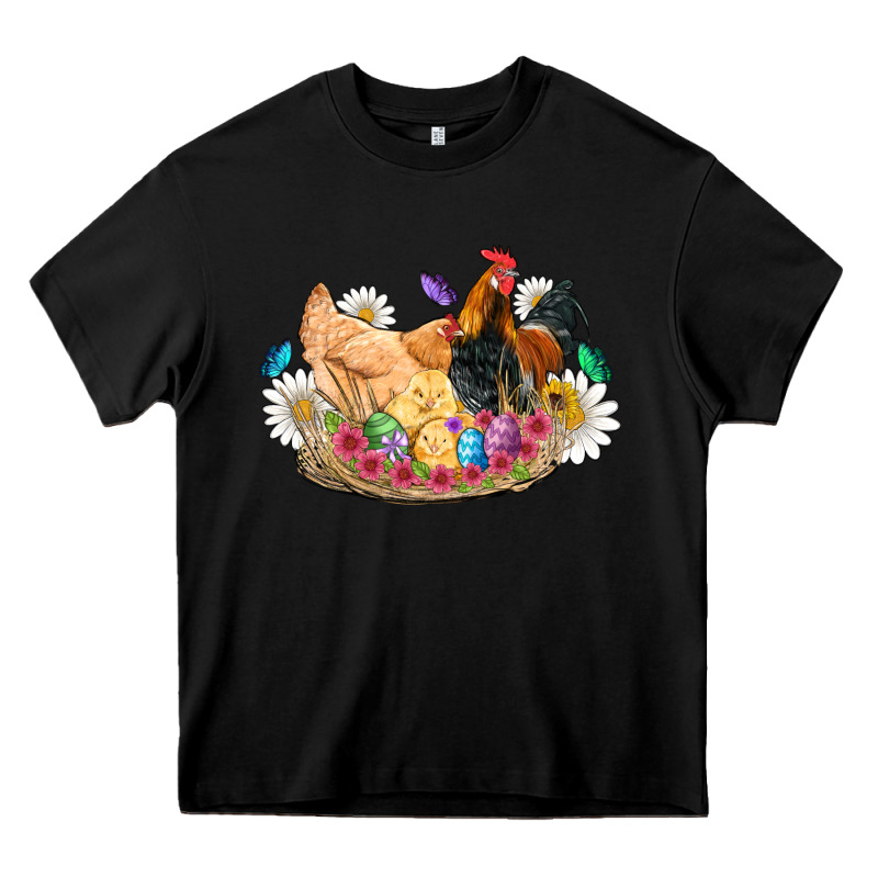 Easter Coop Animals Farm Chicken Chiks Rooster Flowers Butterfly Heavy Core Tee by Artiststas | Teevron