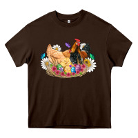 Chocolate Brown easter coop animals farm chicken chiks rooster flowers butterfly Heavy Core Tee - Artiststas
