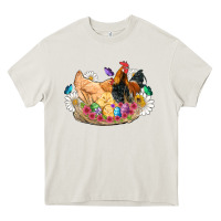 Cream easter coop animals farm chicken chiks rooster flowers butterfly Heavy Core Tee - Artiststas