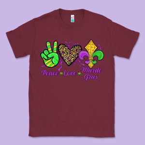 Peace Love Mardi Gras Classic Tee Designed By Jahusdesignshop