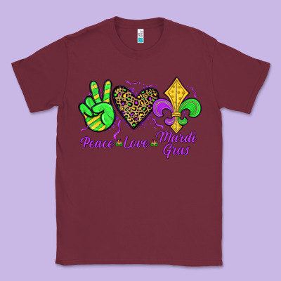 Peace Love Mardi Gras Classic Tee Designed By Jahusdesignshop