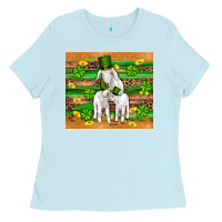 Baby Blue st patricks goat family shamrock gold serape leopard glitter wooden tu Ladies Tee - Artiststas