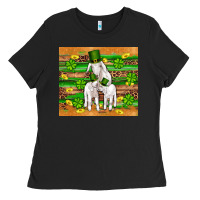Black st patricks goat family shamrock gold serape leopard glitter wooden tu Ladies Tee - Artiststas