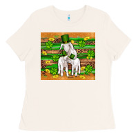 Bone st patricks goat family shamrock gold serape leopard glitter wooden tu Ladies Tee - Artiststas