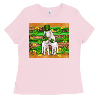 Bubblegum Pink st patricks goat family shamrock gold serape leopard glitter wooden tu Ladies Tee - Artiststas