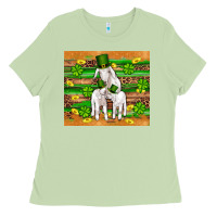 Matcha st patricks goat family shamrock gold serape leopard glitter wooden tu Ladies Tee - Artiststas