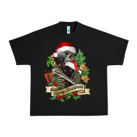 Black Merry Christmas skeleton with black cat Urban Heavy Tee - NancyCooperArtShop
