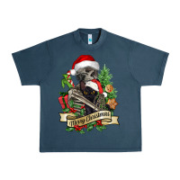 Midnight Navy Merry Christmas skeleton with black cat Urban Heavy Tee - NancyCooperArtShop