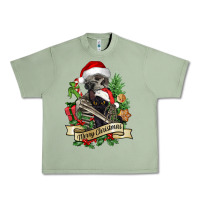 Oil Green Merry Christmas skeleton with black cat Urban Heavy Tee - NancyCooperArtShop