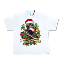 White Merry Christmas skeleton with black cat Urban Heavy Tee - NancyCooperArtShop