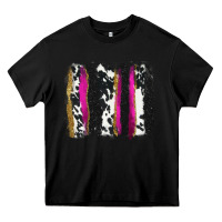 Black cow , yellow and pink glitter brushstrokes Heavy Core Tee - AdoDesignShop