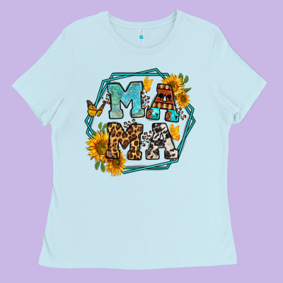 Sunflowers Hexagon Frame Mama Ladies Tee Designed By Jasminsmagicworld