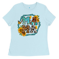 Baby Blue sunflowers hexagon frame mama Ladies Tee - Jasminsmagicworld