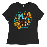 Black sunflowers hexagon frame mama Ladies Tee - Jasminsmagicworld