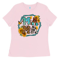 Bubblegum Pink sunflowers hexagon frame mama Ladies Tee - Jasminsmagicworld