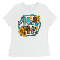 White sunflowers hexagon frame mama Ladies Tee - Jasminsmagicworld