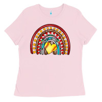 Bubblegum Pink softball rainbow Ladies Tee - Artiststas