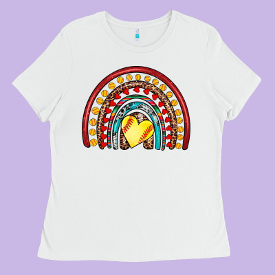 Softball Rainbow Ladies Tee Designed By Artiststas