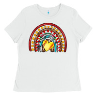 White softball rainbow Ladies Tee - Artiststas