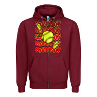 Burgundy Game day softball lightning bolt Zipper Hoodie - HowdyJamesFarm