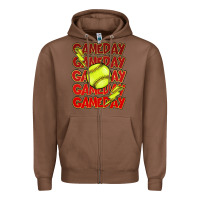Chestnut Game day softball lightning bolt Zipper Hoodie - HowdyJamesFarm