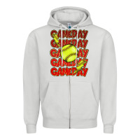 Dove Grey Game day softball lightning bolt Zipper Hoodie - HowdyJamesFarm