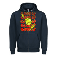 Navy Game day softball lightning bolt Zipper Hoodie - HowdyJamesFarm