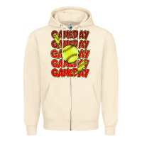 Sandshell Game day softball lightning bolt Zipper Hoodie - HowdyJamesFarm
