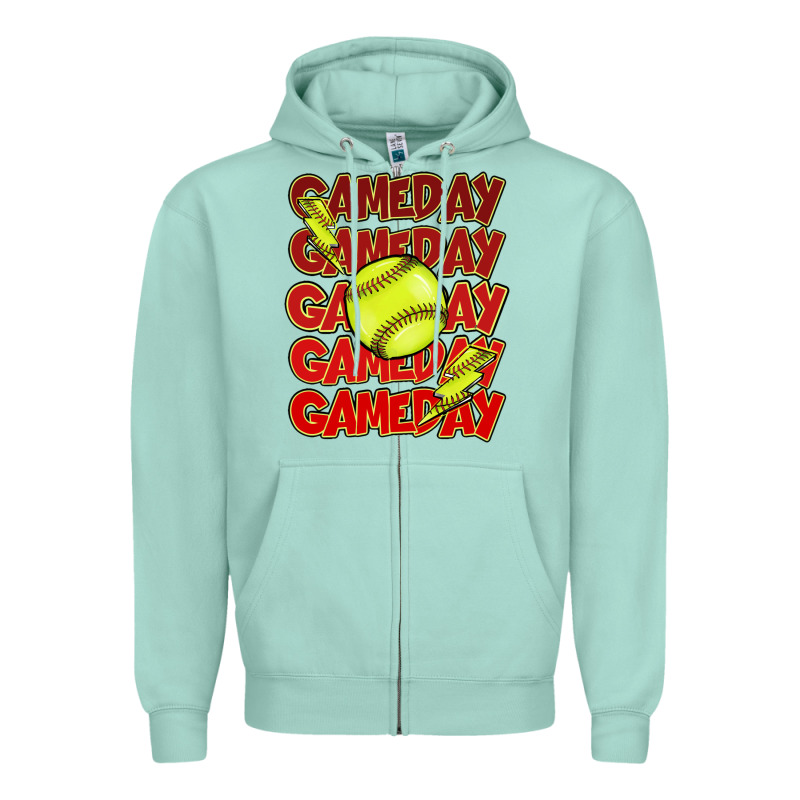 Game Day Softball Lightning Bolt Zipper Hoodie by HowdyJamesFarm | Teevron