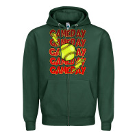 Sports Green Game day softball lightning bolt Zipper Hoodie - HowdyJamesFarm