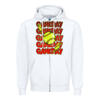 White Game day softball lightning bolt Zipper Hoodie - HowdyJamesFarm
