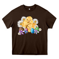 Chicks Eggs Daisy Easter Heavy Core Tee | Teevron