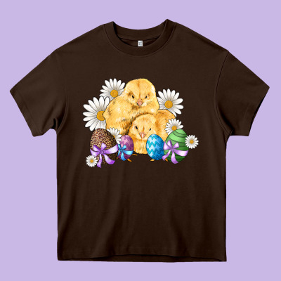 Chicks Eggs Daisy Easter Heavy Core Tee Designed By Artiststas