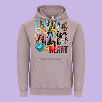 Teaching Is A Work Of Heart Vintage Hoodie Designed By Nancycooperartshop