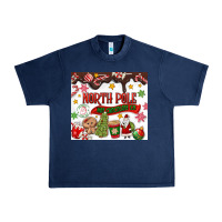 Navy North Pole Hot Chocolate christmas Urban Heavy Tee - MaliasSmallBusiness