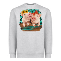 Heather Grey Cute Couple Pigs Heavyweight Sweatshirt - Bettercallsaul