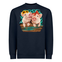 Navy Cute Couple Pigs Heavyweight Sweatshirt - Bettercallsaul