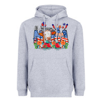Heather Grey All American Mama Cow Flowers Heavyweight Hoodie - CowCowDesign